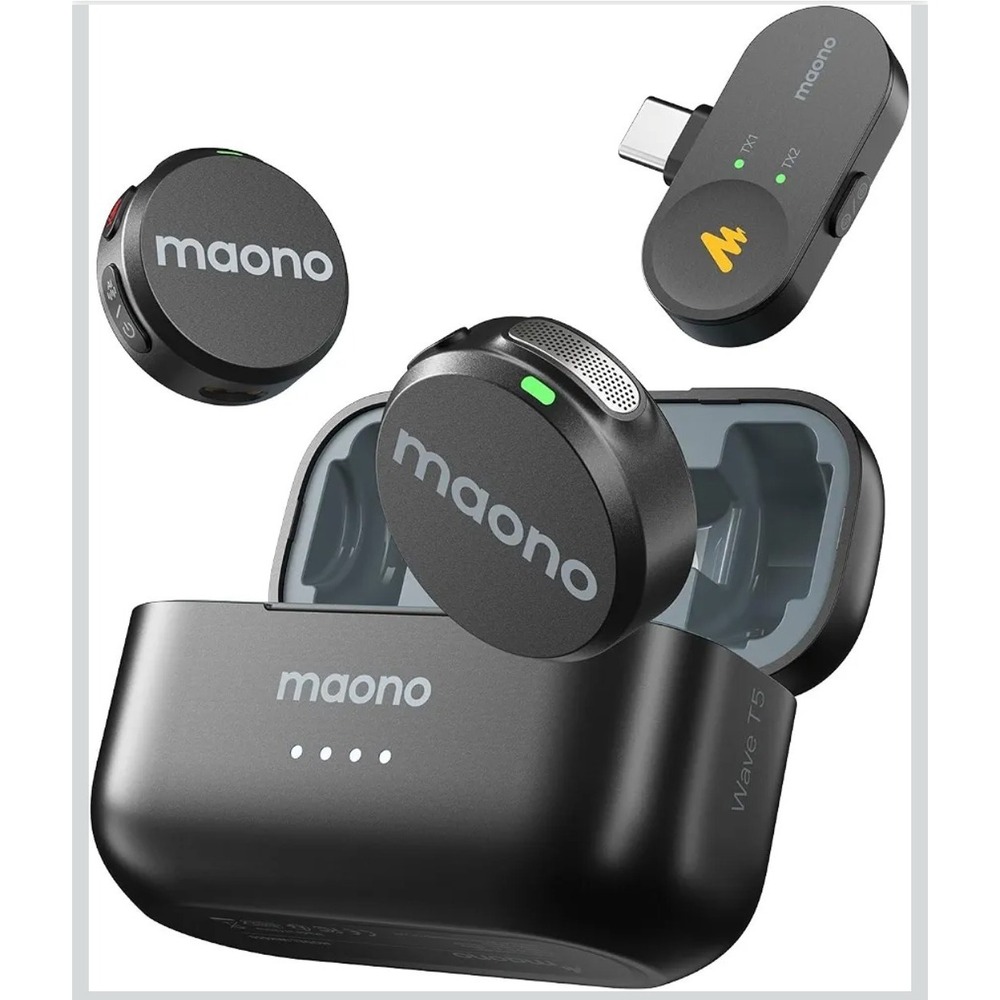 New Maono Wave T5 AI Wireless Lavalier Microphone USB C WM650